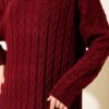 Braided Knit Dress Burgundy - الصورة 4
