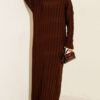 Braided Knit Dress Brown