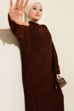 Alternative view of Braided Knit Dress Brown