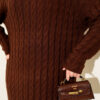 Braided Knit Dress Brown – Image 4