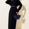 Braided Knit Dress Navy Blue