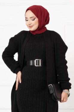 Alternative view of Braided Knit Two-Piece Set Black