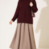 Braided Knit Sweater Burgundy - الصورة 2