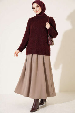 Alternative view of Braided Knit Sweater Burgundy