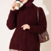 Braided Knit Sweater Burgundy - الصورة 3