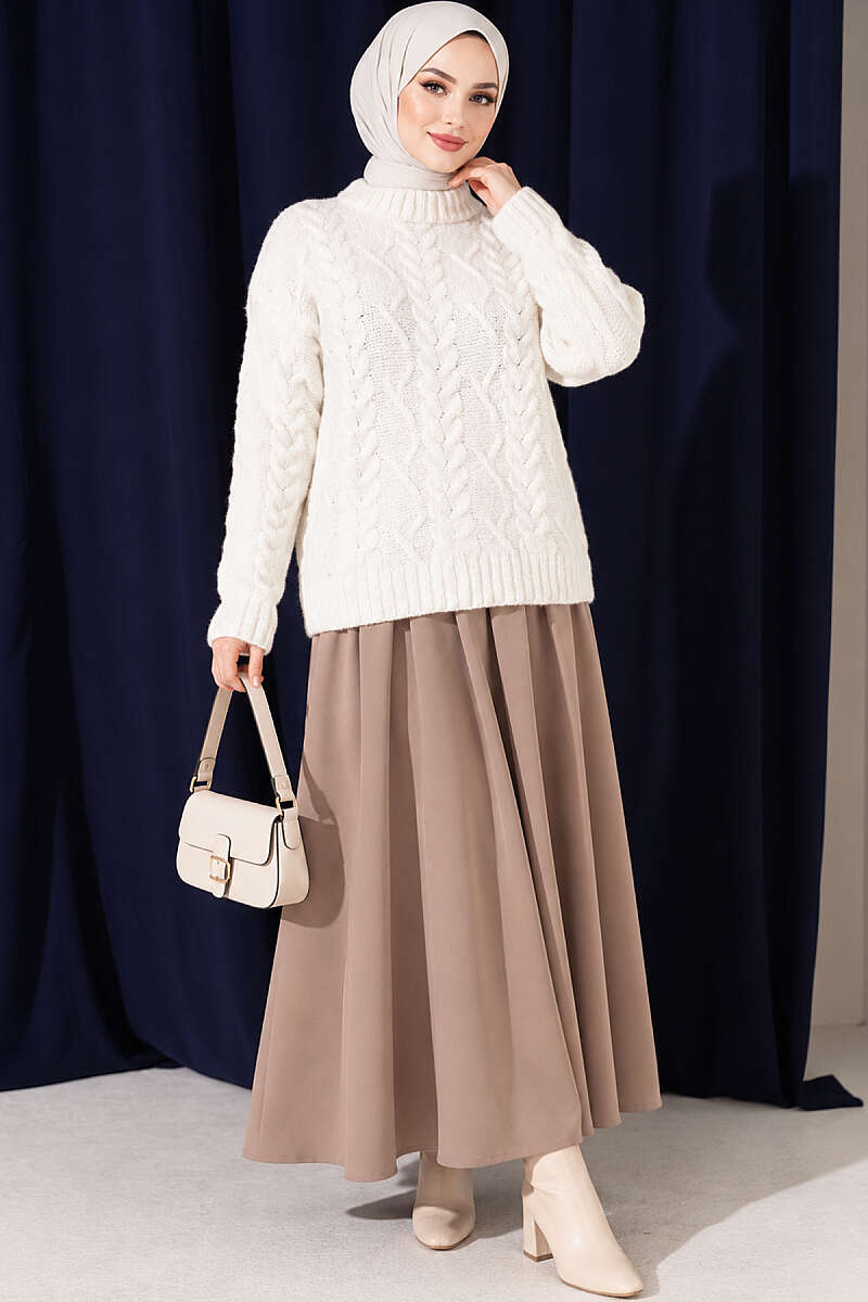 Braided Knit Sweater Ecru - الصورة 2