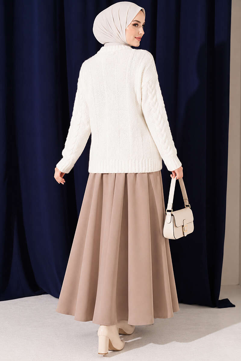 Braided Knit Sweater Ecru - الصورة 4