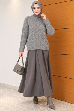 Alternative view of Braided Knit Sweater Smoke