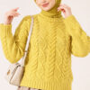 Braided Knit Sweater Oil Green