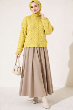 Alternative view of Braided Knit Sweater Oil Green