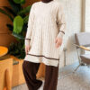 Beard-Detailed Mercerized Long Tunic Beige - immagine 2