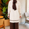Beard-Detailed Mercerized Long Tunic Beige - immagine 3