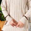Beard-Detailed Mercerized Long Tunic Beige - immagine 4