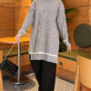 Beard-Detailed Mercerized Long Tunic Grey – Bild 2