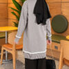 Beard-Detailed Mercerized Long Tunic Grey – Bild 3