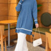 Beard-Detailed Mercerized Long Tunic Indigo – Bild 2