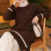 Beard-Detailed Mercerized Long Tunic Brown
