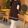 Beard-Detailed Mercerized Long Tunic Brown – Bild 2