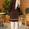 Beard-Detailed Mercerized Long Tunic Brown – Bild 3