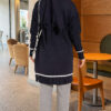 Beard-Detailed Mercerized Long Tunic Navy Blue - الصورة 3