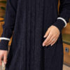 Beard-Detailed Mercerized Long Tunic Navy Blue - الصورة 4