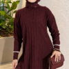 Beard-Detailed Mercerized Long Tunic Plum
