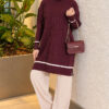 ⁦Beard-Detailed Mercerized Long Tunic Plum⁩ - الصورة ⁦2⁩