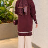 ⁦Beard-Detailed Mercerized Long Tunic Plum⁩ - الصورة ⁦3⁩