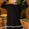 Beard-Detailed Mercerized Long Tunic Black