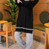 Beard-Detailed Mercerized Long Tunic Black - الصورة 2