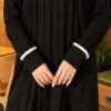 Beard-Detailed Mercerized Long Tunic Black - الصورة 4