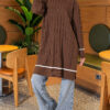 ⁦Beard-Detailed Mercerized Long Tunic Tan⁩ - الصورة ⁦2⁩