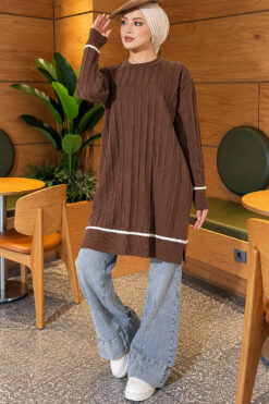 Alternative view of Beard-Detailed Mercerized Long Tunic Tan