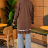 ⁦Beard-Detailed Mercerized Long Tunic Tan⁩ - الصورة ⁦3⁩