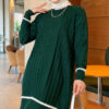 Beard-Detailed Mercerized Long Tunic Emerald
