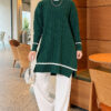 Beard-Detailed Mercerized Long Tunic Emerald – Bild 2