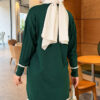 Beard-Detailed Mercerized Long Tunic Emerald – Bild 3