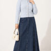 ⁦Hooded Short Cardigan with Button Detailing in French Terry Fabric Ice Blue⁩ - الصورة ⁦3⁩