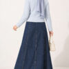 Hooded Short Cardigan with Button Detailing in French Terry Fabric Ice Blue - الصورة 4
