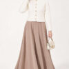 Hooded Short Cardigan with Button Detailing in French Terry Fabric Ecru - الصورة 3