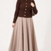 Hooded Short Cardigan with Button Detailing in French Terry Fabric Brown - الصورة 3