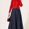 Hooded Short Cardigan with Button Detailing in French Terry Fabric Red - Afbeelding 3