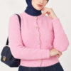 Hooded Short Cardigan with Button Detailing in French Terry Fabric Pink – Bild 2