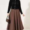 Hooded Short Cardigan with Button Detailing in French Terry Fabric Black - Image 3