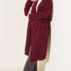 Shawl Collar Pocket Cardigan with Textured Knit Burgundy