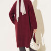 Shawl Collar Pocket Cardigan with Textured Knit Burgundy – Image 3