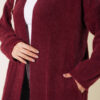 Shawl Collar Pocket Cardigan with Textured Knit Burgundy – Image 4