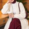 Shawl Collar Pocket Cardigan with Textured Knit Ecru – Image 2