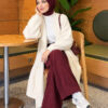 Shawl Collar Pocket Cardigan with Textured Knit Ecru – Image 3