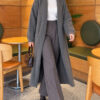 Shawl Collar Pocket Cardigan with Textured Knit Smoke - Afbeelding 3